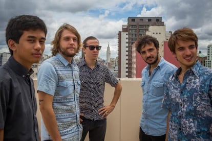 De esquerda à direita: Kim Kataguiri (18), Frederico Rauh (23), Alexandre Santos (26), Gabriel Calamari (20) e Renan Santos (30). Os líderes do Movimento Brasil Livre em São Paulo.