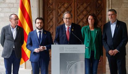 Comparencia del presidente de la Generalitat, Quim Torra, tras los incidentes registrados en Cataluña.