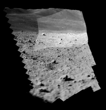 Imagen de la superficie lunar tomada por 'SLIM' inmediatamente después del aterrizaje.