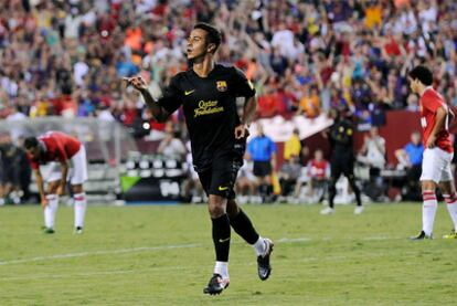 Thiago celebra un tanto de la pretemporada.