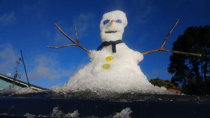 Não tem assunto mais falado entre os brasileiros nesta terça-feira. A frente fria que avançou sobre o país já trouxe à tona até as tradicionais piadas sobre os bonecos de neve na internet. Na imagem, o "Nevaldo" resiste aos primeiros raios de sol em São Joaquim (SC), onde os termômetros registraram -4,8ºC