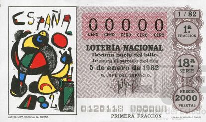 En 1982 España acogía el Mundial de fútbol. La selección no superó el segundo grupo e Italia se llevó la copa. Pero el 'Campeonato Mundial de Fútbol España '82' fue el sujeto de las ilustraciones de la Lotería nacional.