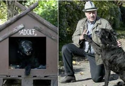 'Adolf', practicando sus habilidades en compañía de su dueño.