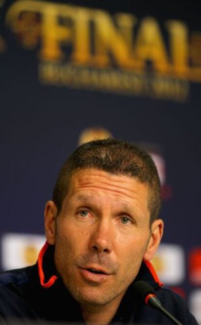 Simeone, durante la rueda de prensa.