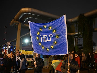 Una manifestación europeísta, el viernes en Budapest.