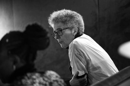 María del Mar Jiménez, durante el encuentro.
