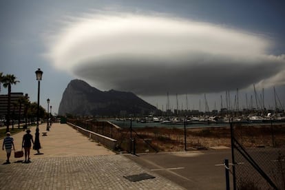 Gibraltar seen from the Spanish border.