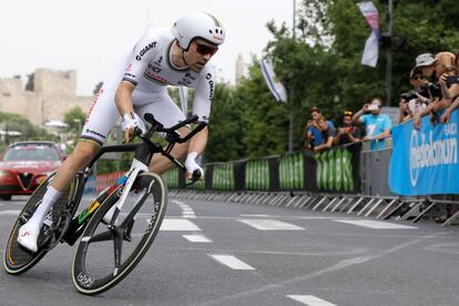 Tom Dumoulin, durante la contrarreloj en Jerusalén.