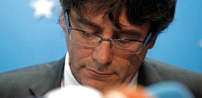 Puigdemont comparece ante la prensa en Bruselas.