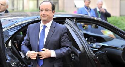 El presidente François Hollande a su llegada este jueves a Bruselas.