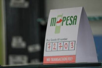 Registro de pago M-Pesa en una cafetería en Kenia