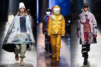 Un aire futurista cierra el desfile de Undercover con looks monocolor y prendas inteligentes que conviven con la última tecnología en dispositivos móviles.