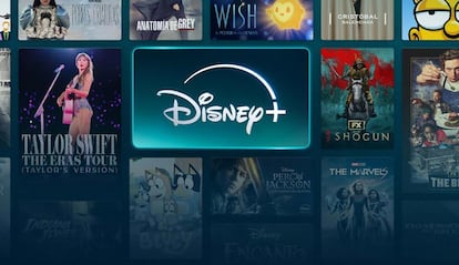 Logotipo de Disney+ rodeado de contenidos