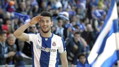 Pizzi celebra el gol conseguido al Elche.