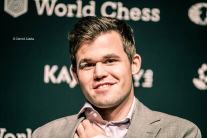 Magnus Carlsen, durante el Mundial de Londres 2018