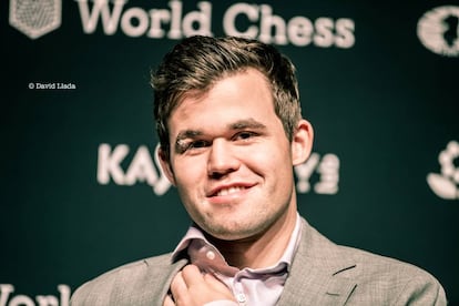 Magnus Carlsen, durante el Mundial de Londres 2018