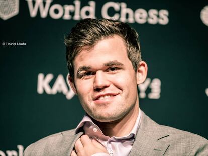 Magnus Carlsen, durante el Mundial de Londres 2018
