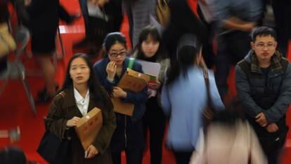 Alumnos de la Universidad de Donghua (Shanghai), el pasado noviembre.
