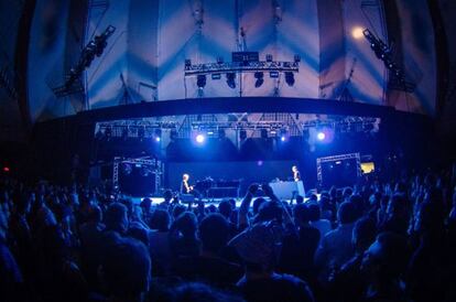 Alva Noto y Ryuichi Sakamoto en la edición de 2012 del Sónar Sao Paulo.