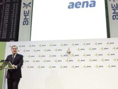 El presidente de Aena, Jos&eacute; Manuel Vargas, ayer durante el acto de la salida a bolsa del gestor aeroportuario.