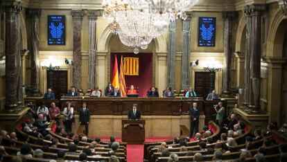 Comparecencia de Carles Puigdemont ante el Parlament para dar explicaciones sobre los resultados del refer&eacute;ndum del 1 de octubre. 