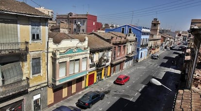 Una calle del barrio de El Cabanyal en Valencia. 