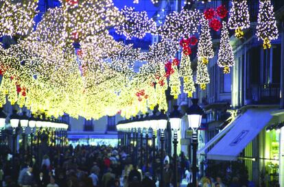 Alumbrado navideño en la calle Larios de Málaga.