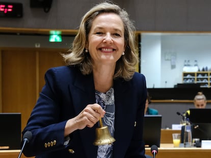 Nadia Calviño, este viernes durante la reunión del Ecofin, en Bruselas.