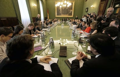 Primera reunion de la Junta de Portavoces del Congreso de los Diputados.
