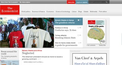 Captura de pantalla de la web de The Economist