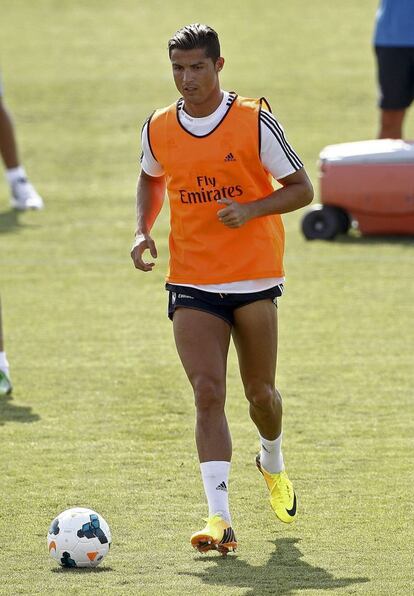 Cristiano Ronaldo, durante el primer entrenamiento de la pretemporada merengue.