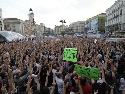 Acampada del 15-M en la Puerta del Sol de Madrid.