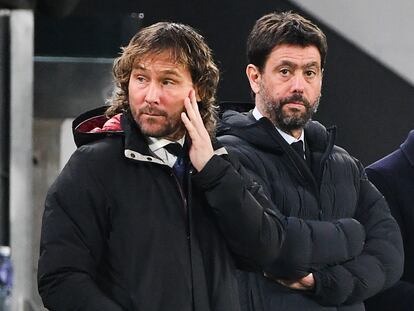 Andrea Agnelli (d) y Pavel Nedved (i), presidente y vicepresidente salientes de la Juventus, este mes de enero.