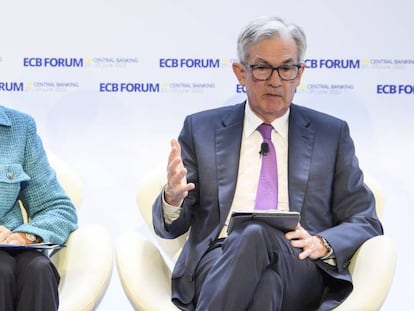 La presidenta del BCE, Christine Lagarde y el presidente de la Fed, Jerome Powell