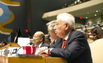 Fotografía facilitada por el Ministerio de Exteriores del ministro, José Manuel García-Margallo, durante la Asamblea General de Naciones Unidas, la pasada semana.