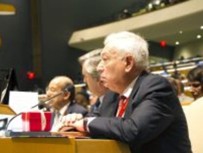 Fotograf&iacute;a facilitada por el Ministerio de Exteriores del ministro, Jos&eacute; Manuel Garc&iacute;a-Margallo, durante la Asamblea General de Naciones Unidas, la pasada semana.