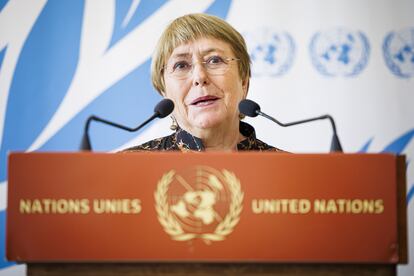 La Alta Comisionada de las Naciones Unidas para los Derechos Humanos, Michelle Bachelet, este miércoles en Ginebra.