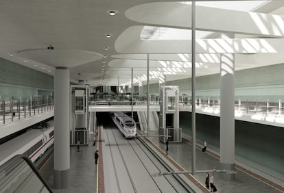 Maqueta sobre el interior de la estación pasante de Atocha.