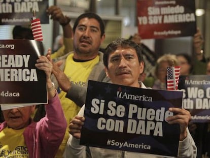 Activistas a favor de la reforma de Obama, el martes en Houston.