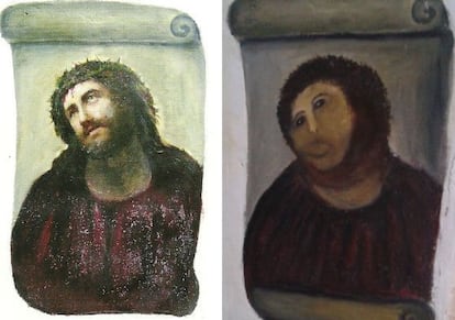 El eccehomo de Borja, antes y después de la "restauración"
