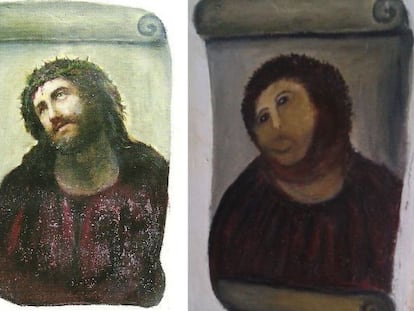 El eccehomo de Borja, antes y después de la "restauración"