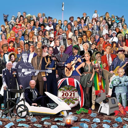 La ilustración anual que el artista Chris Barker hace de los fallecidos más ilustres inspirándose en la portada de 'Sgt. Pepper’s Lonely Hearts Club Band' ya tiene edición de 2021.