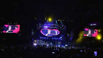 El grupo Estopa en el concierto del 30 aniversario de Cadena 100, en el Wanda Metropolitano de Madrid, el pasado 25 de junio.