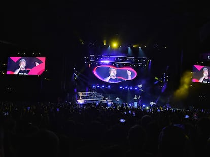 El grupo Estopa en el concierto del 30 aniversario de Cadena 100, en el Wanda Metropolitano de Madrid, el pasado 25 de junio.