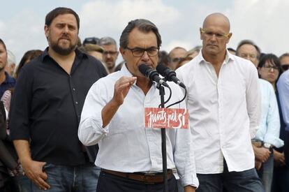 Artur Mas, aquest diumenge a Mollet del Vallès amb Junqueras i Romeva.