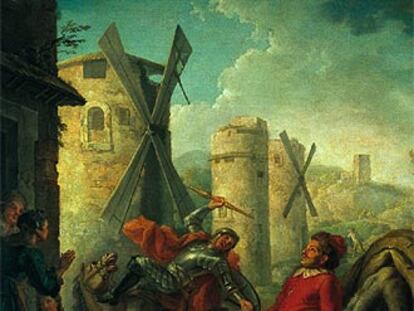 <i>Don Quijote lucha contra los molinos de viento, </i>de Giuseppe Bonito 1759).