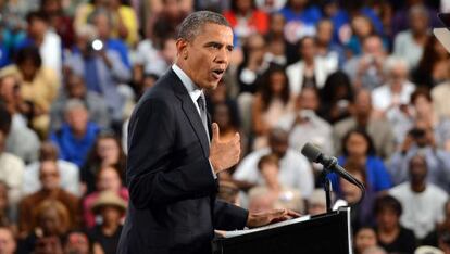 Barack Obama durante su discurso sobre la situación económica en Cleveland.