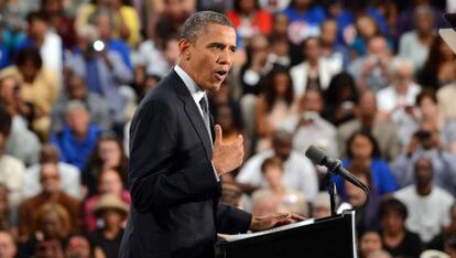 Barack Obama durante su discurso sobre la situaci&oacute;n econ&oacute;mica en Cleveland. 