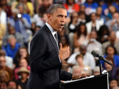 Barack Obama durante su discurso sobre la situaci&oacute;n econ&oacute;mica en Cleveland. 