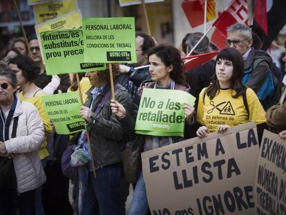 Manifestació de sindicats d'educació a Barcelona.